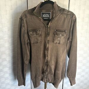 Buckle Black Standard Fit Zip up Sweater